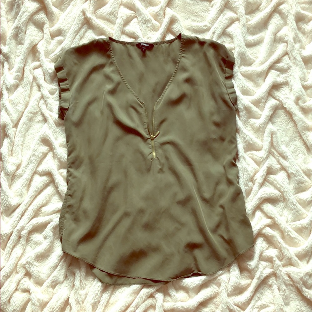 Silk Zip Front Gramercy Tee
